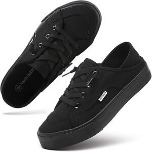 Hash Bubbie Womens Size 8.5 Black Sneakers Lace Up Canvas Slip On Shoes